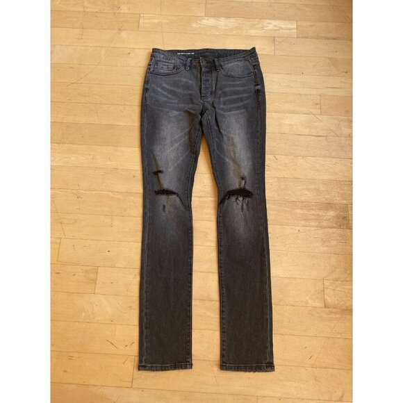 Six week Residency BNWOT skinny distressed black jeans sz 31 button fly - Picture 2 of 9